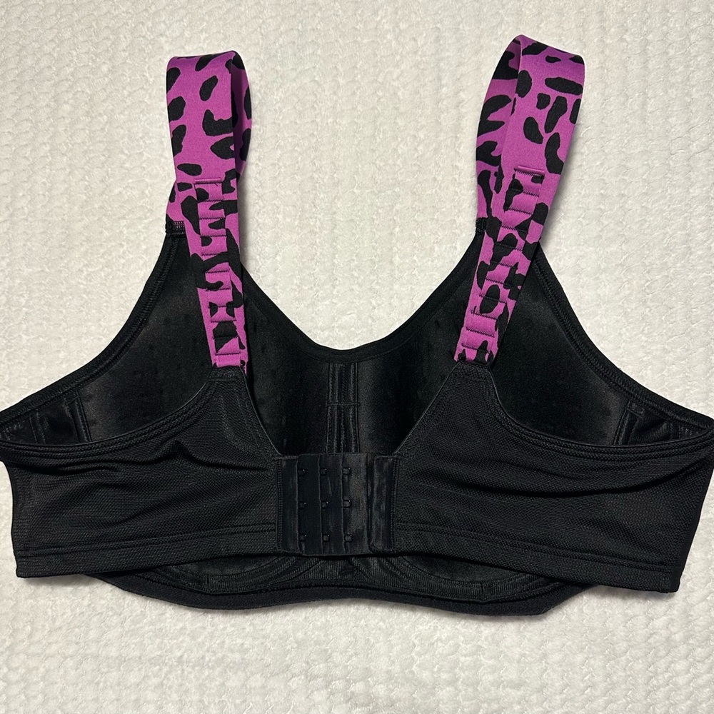 Lane Bryant LIVI Active Max Support Underwire Purple/Black Leopard Sports Bra - Picture 7 of 8